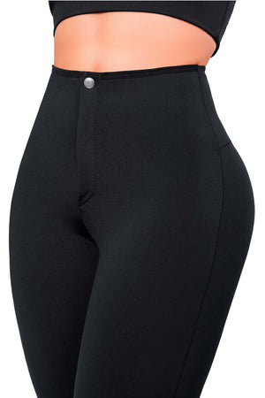Legging Moldeador Bota Ancha SMI1393 Glam Fit – Faja Interna y Pretina Corazón in elegant black high-waisted design.