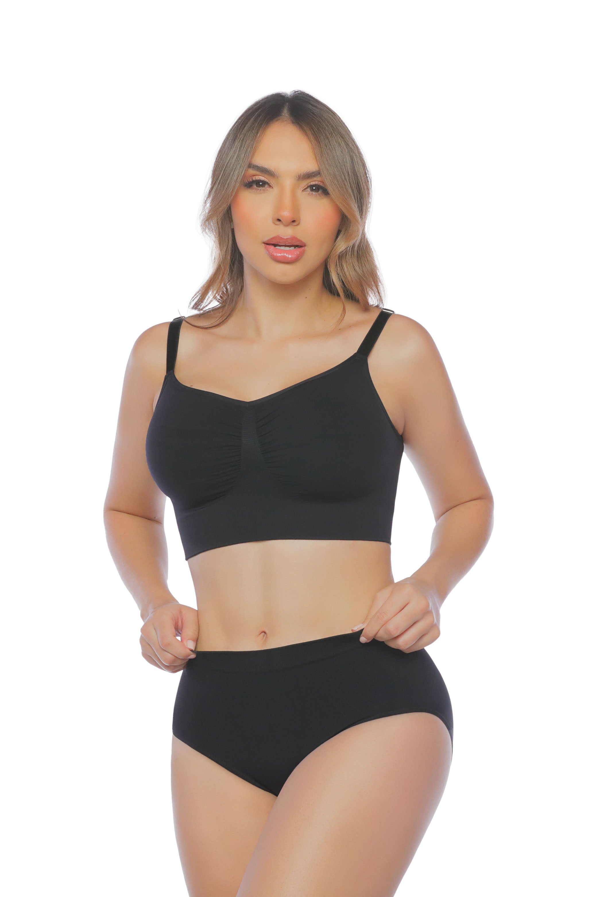 set de ropa interior sin costuras
top con panty moldeador
conjunto invisible cómodo para uso diario
set seamless
ropa interior que no se marca y realza