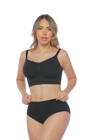 set de ropa interior sin costuras
top con panty moldeador
conjunto invisible cómodo para uso diario
set seamless
ropa interior que no se marca y realza