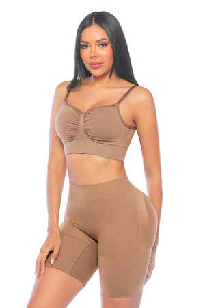 Short Sin Costuras con Tanga Gratis – Moldea y Realza sin Notarse seamfree Stagmi Cocoa