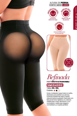 Panty Ultrainvisible SMI04002 – Refinada con realce natural, modelo negro con compresión ligera, vista trasera.