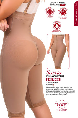 Faja Secreto SMI7108 Strapless de Alta Compresión con Tanga Invisible