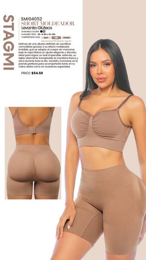 Short Sin Costuras con Tanga Gratis – Moldea y Realza sin Notarse seamfree Stagmi Cocoa