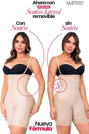 Faja straple realce natural, media pierna, soporte lateral, faja invisible mujer.