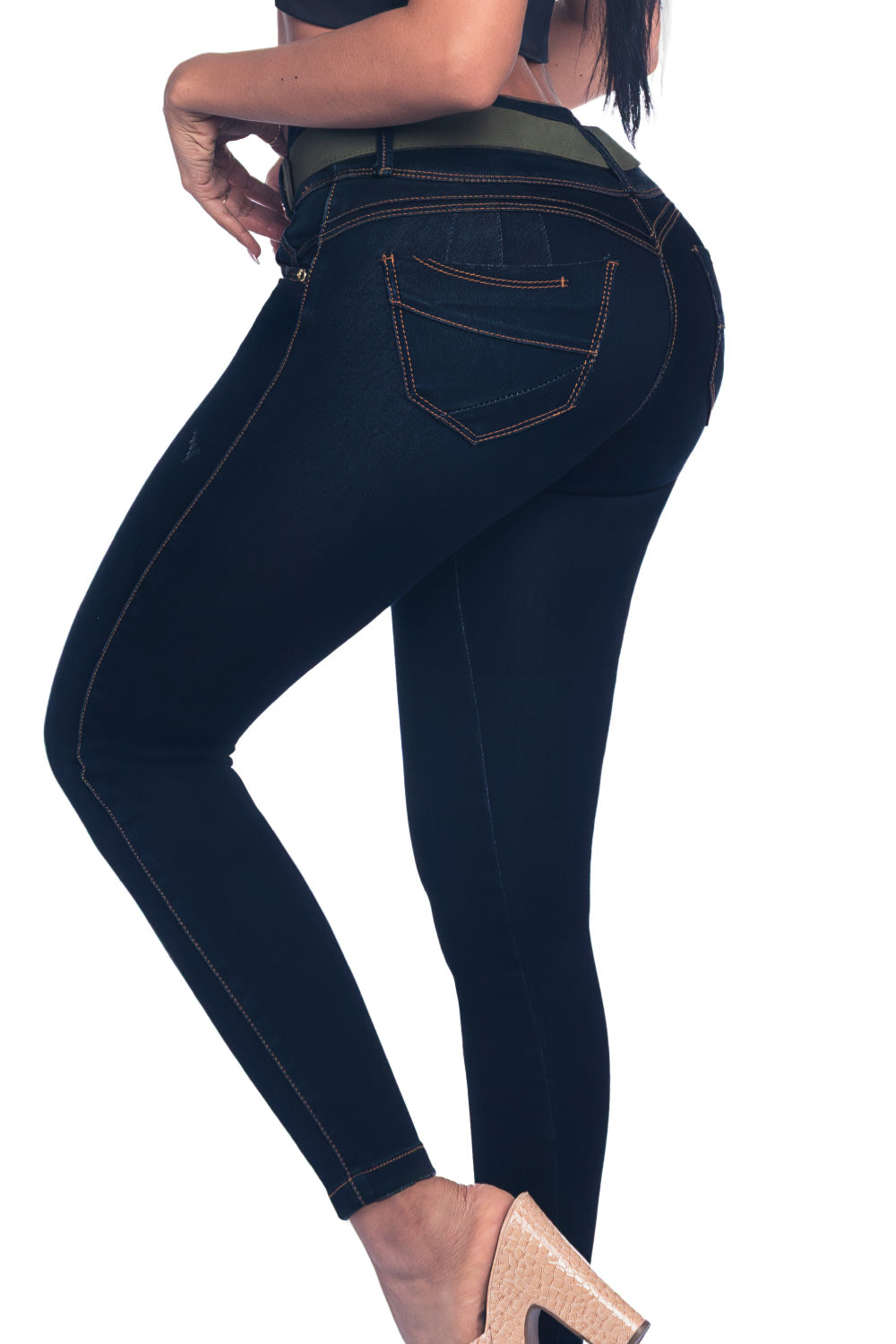 Jeans SMI3522 – Push-Up con pretina alta, ajuste moldeador y accesorio de regalo