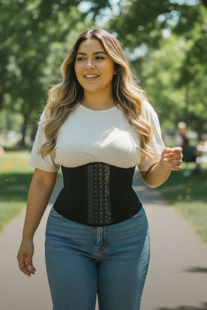 Cinturilla reductora de látex negra para moldear abdomen y cintura