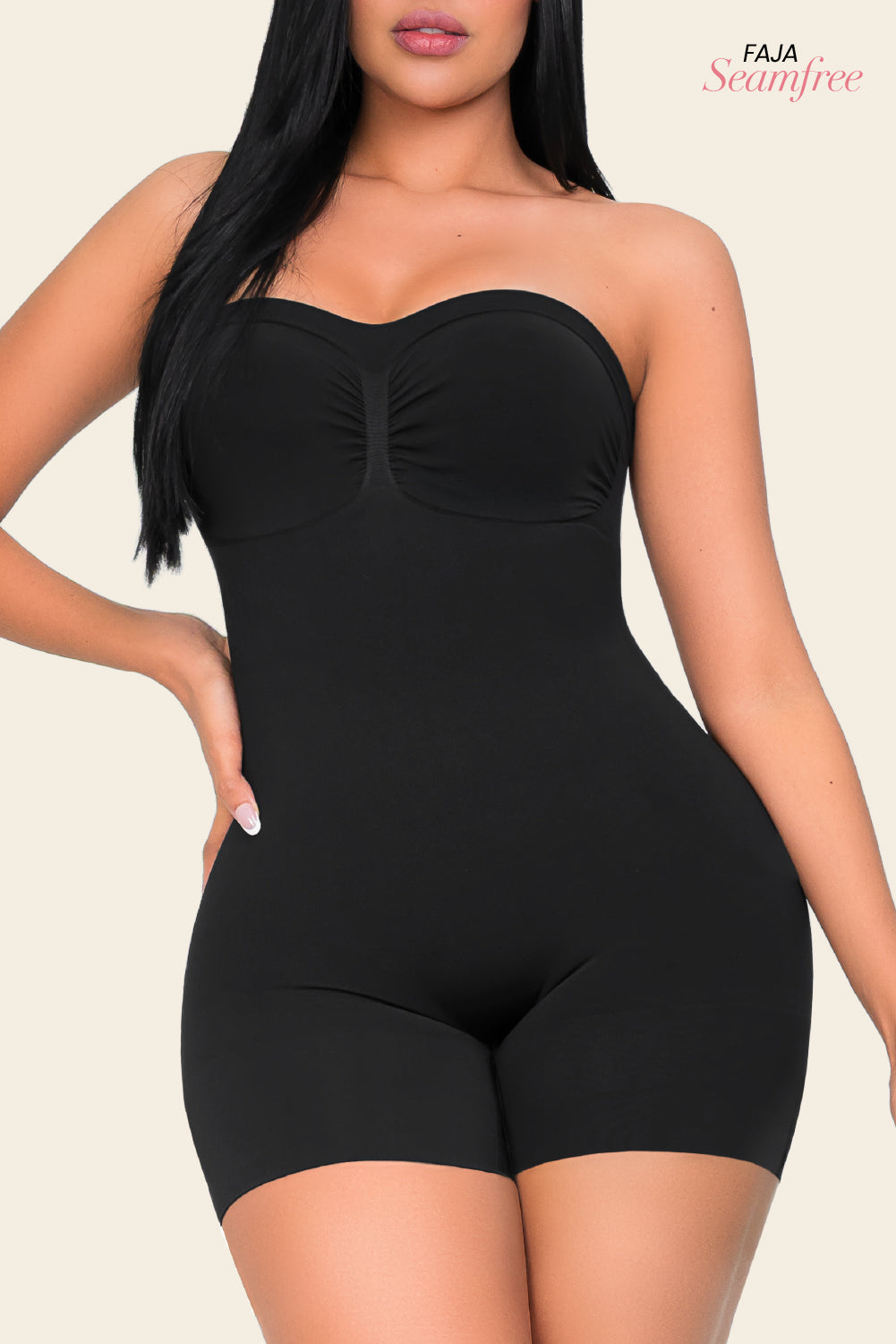 Faja seamless tipo short, sin costuras visibles. Moldea abdomen y cintura con varillas internas. Tejido ultracómodo para uso diario.