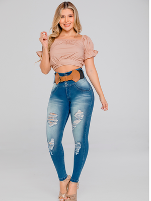 JEAN CON CORREA COLOMBIANO CON ROTOS STAGMI