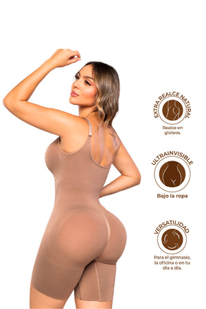 Body Faja Seamfree SMI7153 con Tirantes Ajustables y media pierna Stagmi