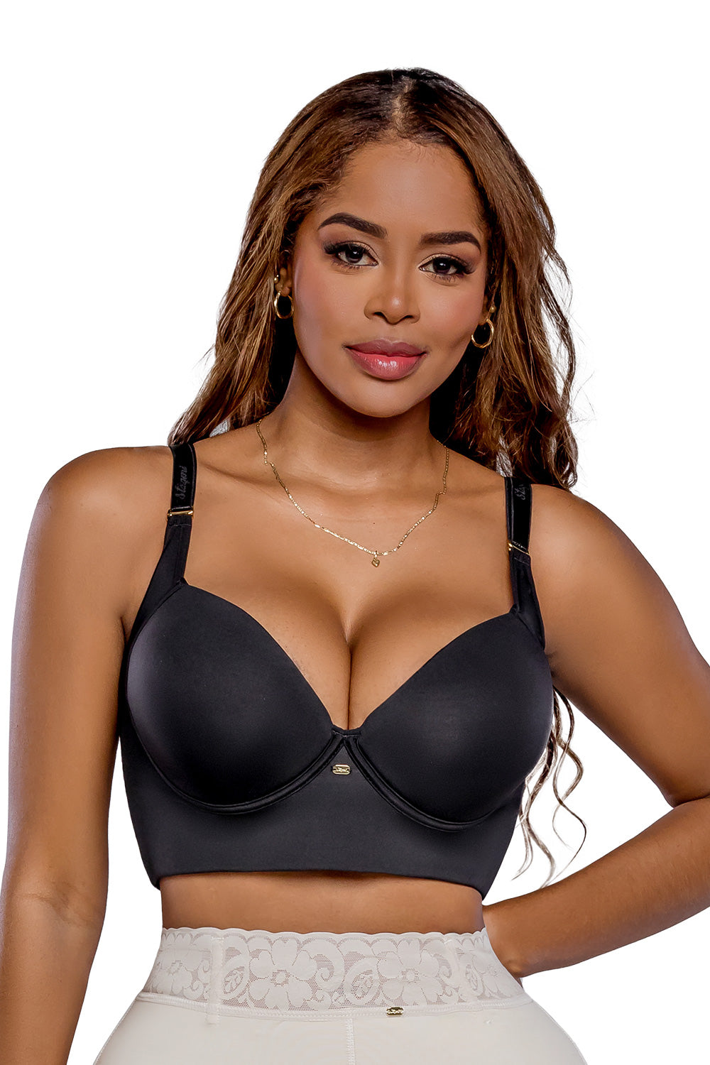 El Magic Bra está diseñado para busto grande y pesado, cubre los rollitos y ofrece un realce efectivo del busto. color BLACK
