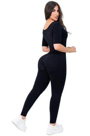 Deportivo seamless al tobillo con manga al codo y control de abdomen