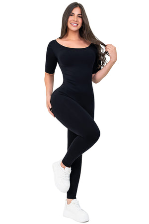 Deportivo seamless al tobillo con manga al codo y control de abdomen