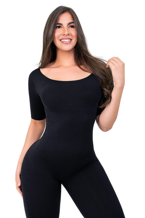 Deportivo seamless al tobillo con manga al codo y control de abdomen