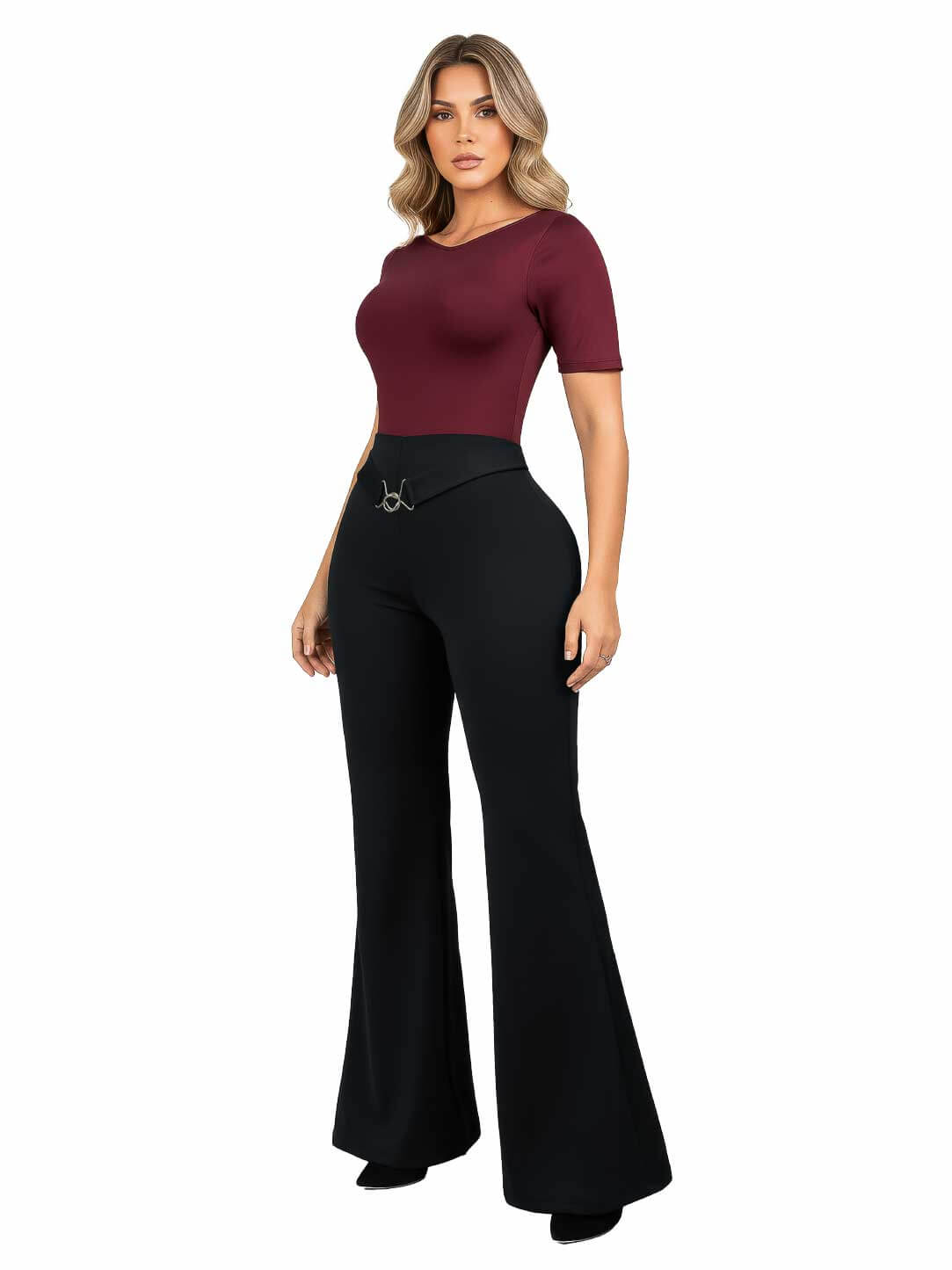 Enterizo Moldeador Bota Ancha SMI05021 con Faja Interna y Escote en V