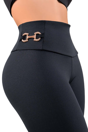 Legging Moldeador Efecto Cuero SMI1394 con Faja Interna y Detalle en Bota