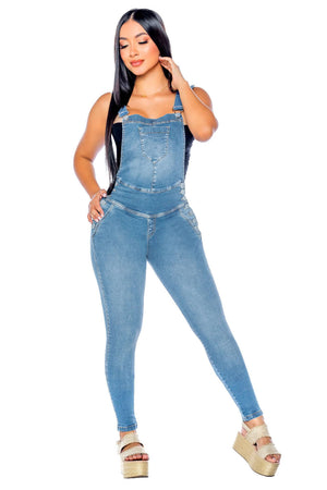 OVERALL SMI3457 – Jean tipo overall skinny con realce y diseño urbano