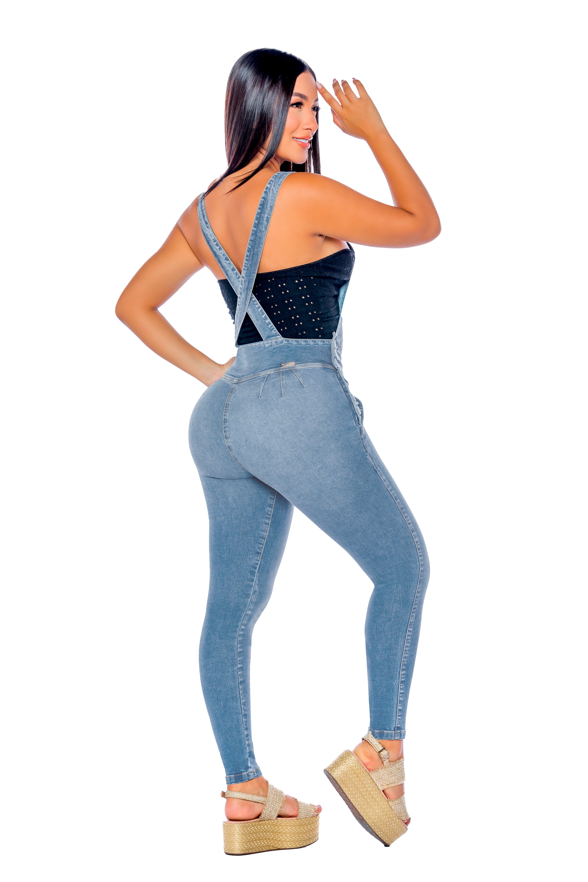 OVERALL SMI3457 – Jean tipo overall skinny con realce y diseño urbano