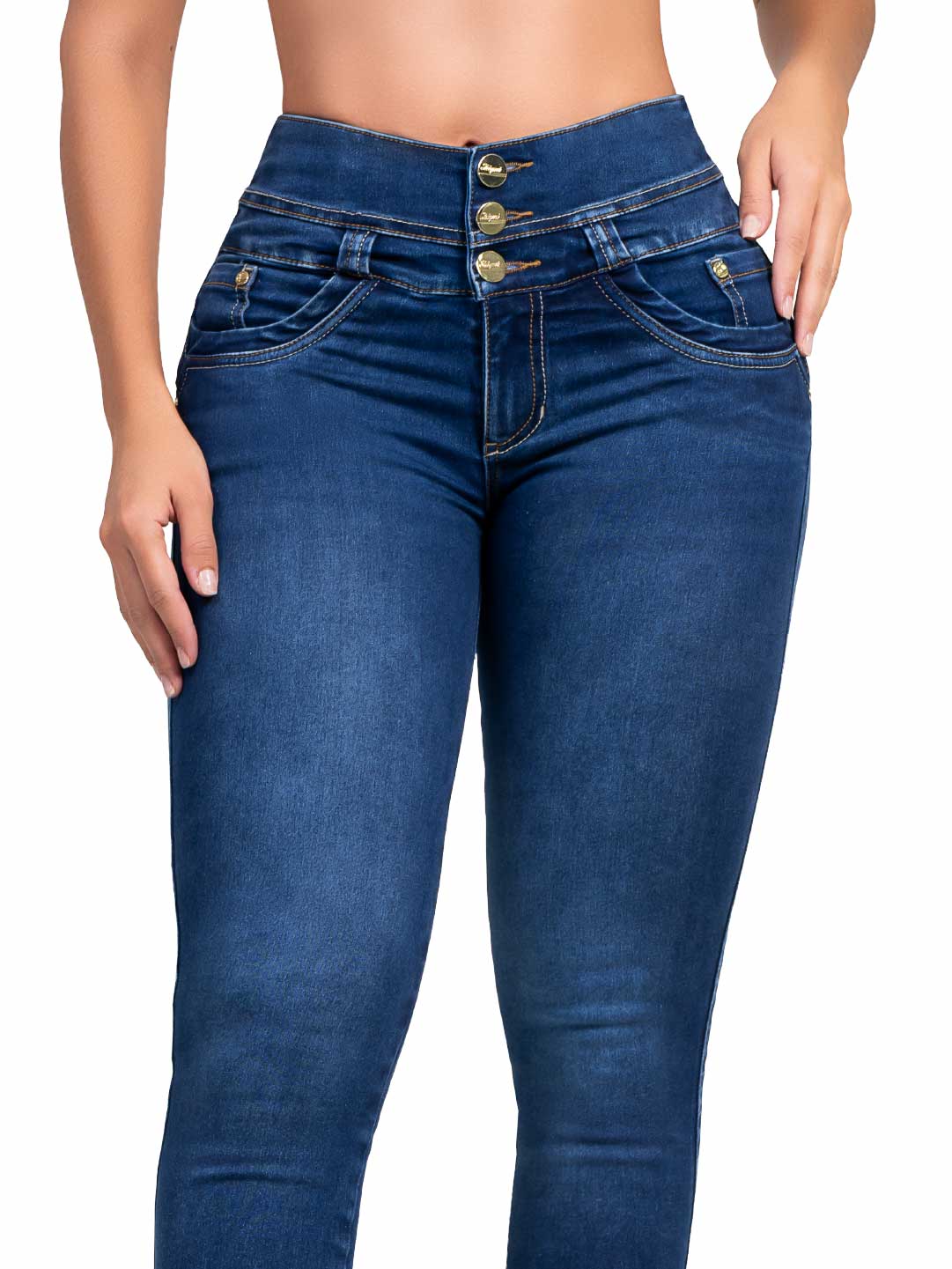 Jean Levanta Cola SMI3545 Azul Oscuro Efecto Seda Skinny