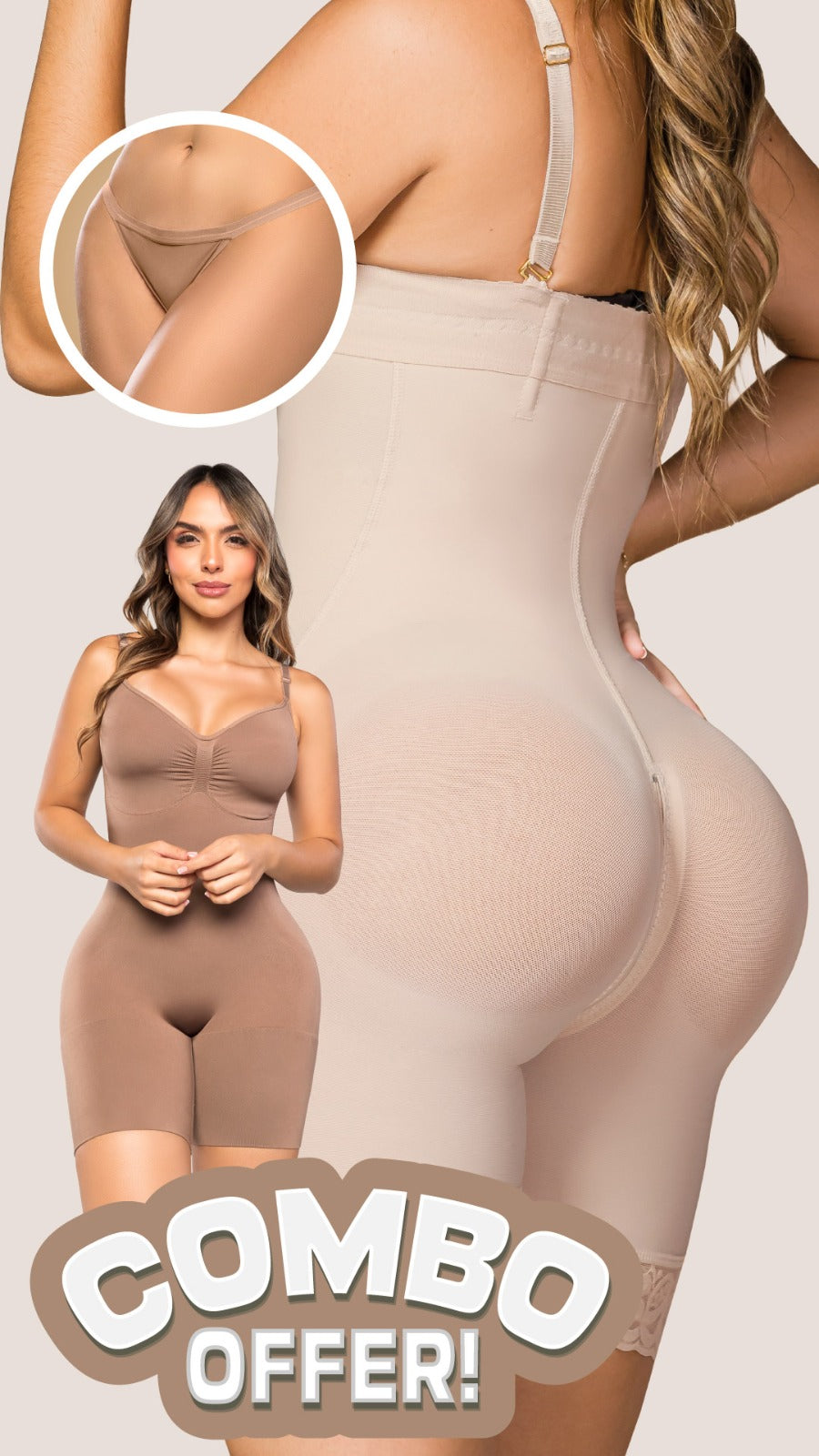 Combo Irresistible 1 FAJA POWERNET + 1 FAJA SEAMFREE + TANGA