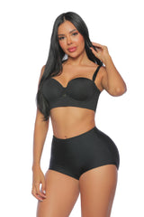- Panty SMI04041 con capas Lift Tech removibles
- Vista posterior de panty clásico con costura anatómica y tiro alto
- Detalle del refuerzo en algodón y control abdominal en panty SMI04041
