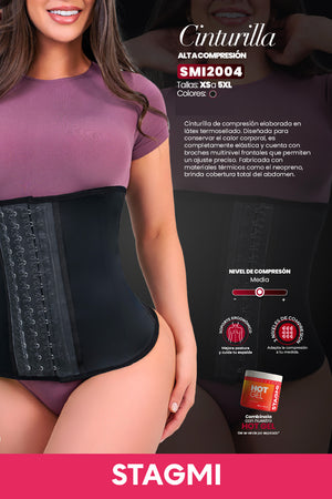 Cinturilla reductora de látex negra para moldear abdomen y cintura
