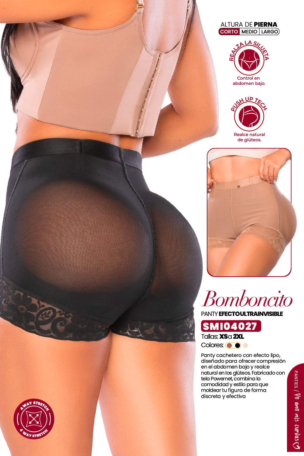 Panty Bomboncito SMI04027 Ultrainvisible con Realce + Tanga Gratis