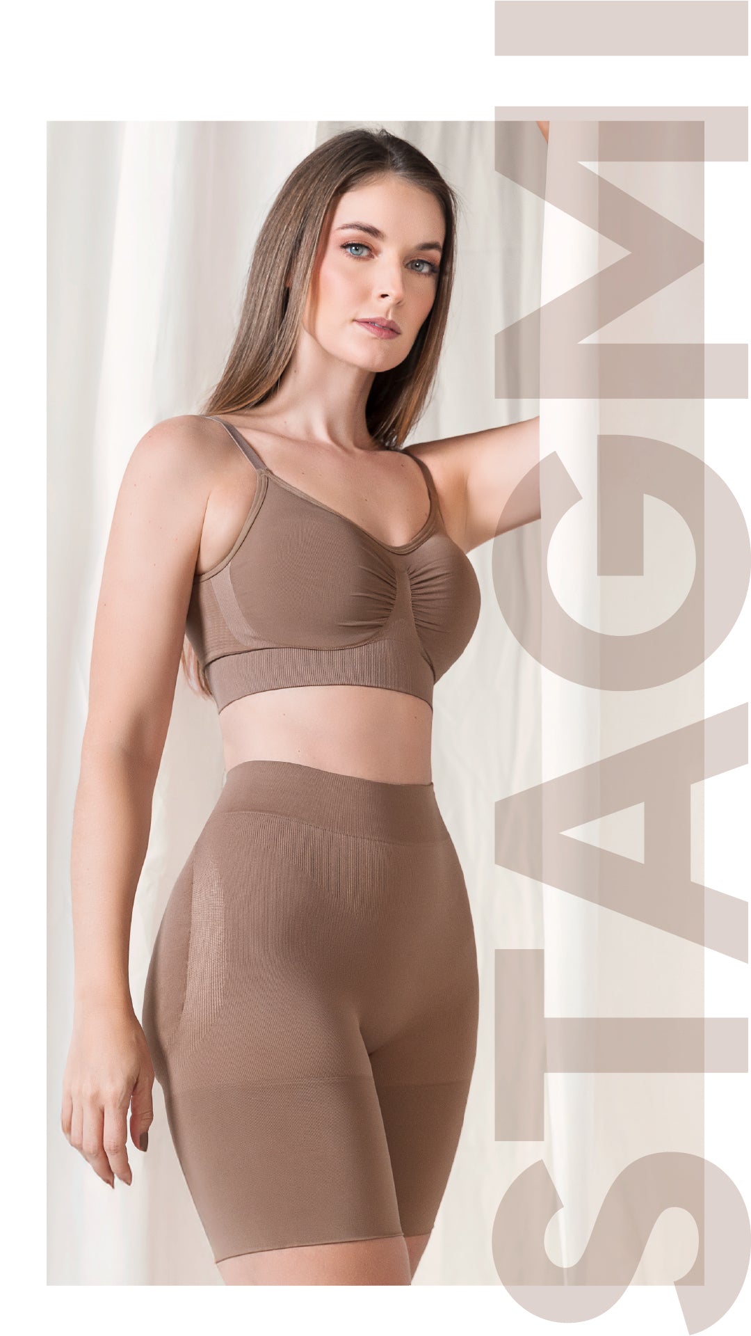 Short Sin Costuras con Tanga Gratis – Moldea y Realza sin Notarse seamfree Stagmi Cocoa