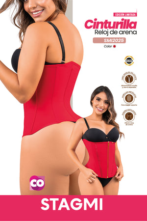Cinturilla roja doble compresión, faja para mujer moldeadora, cinturilla con varillas, cinturilla edición especial, cinturilla roja realce cintura.