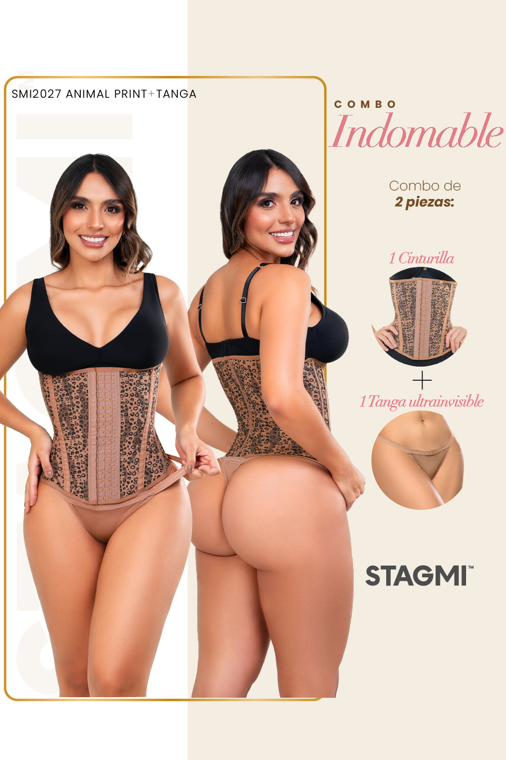 Combo Indomable panty animal print + tanga, conjunto audaz mujer
Pantys que realzan estilo con tanga Cocoa femenina discreta
