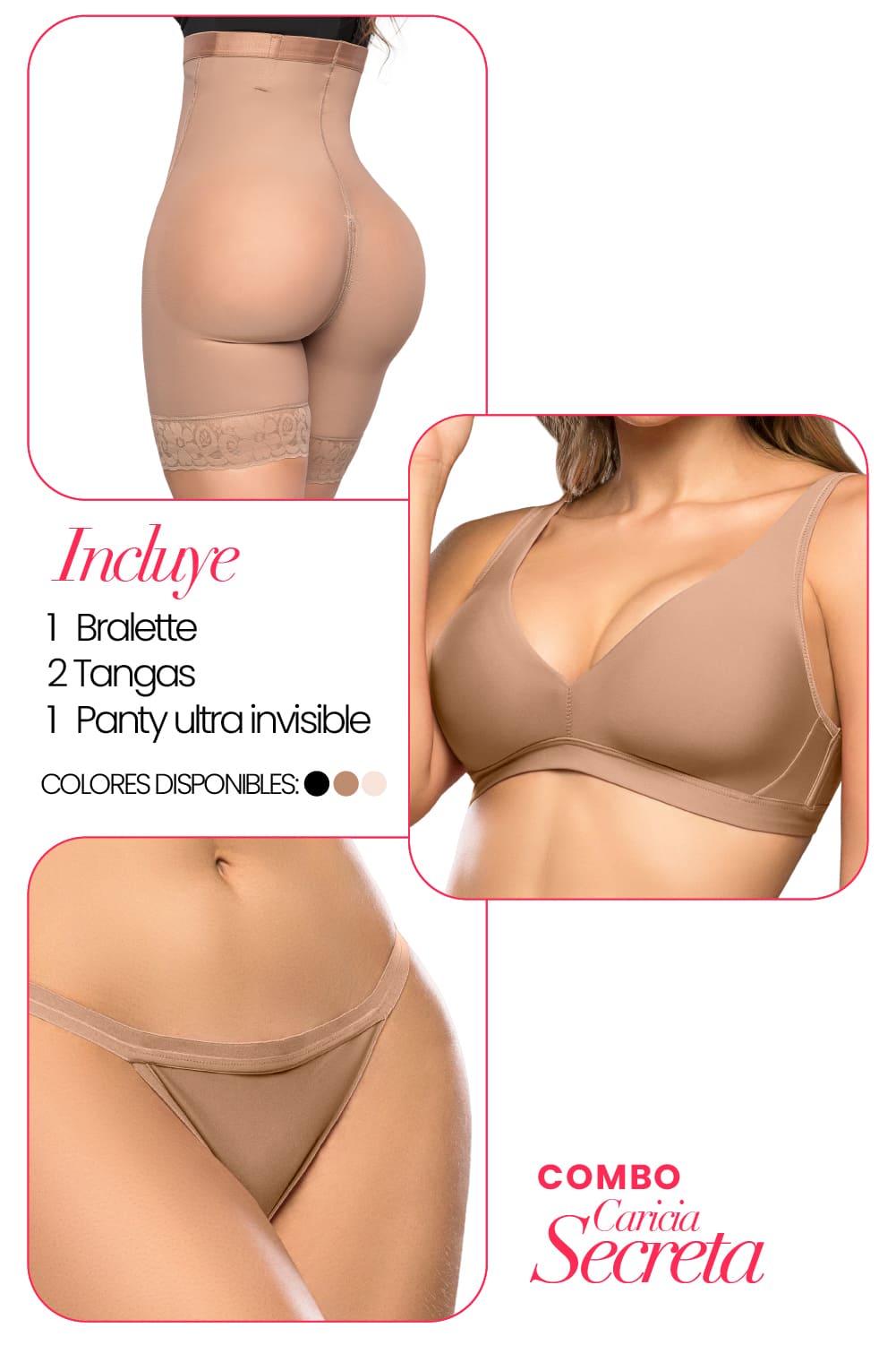 CARICIA SECRETA – COMBO INTERIOR COMPLETO SMI04004 + Bralette + Tanga