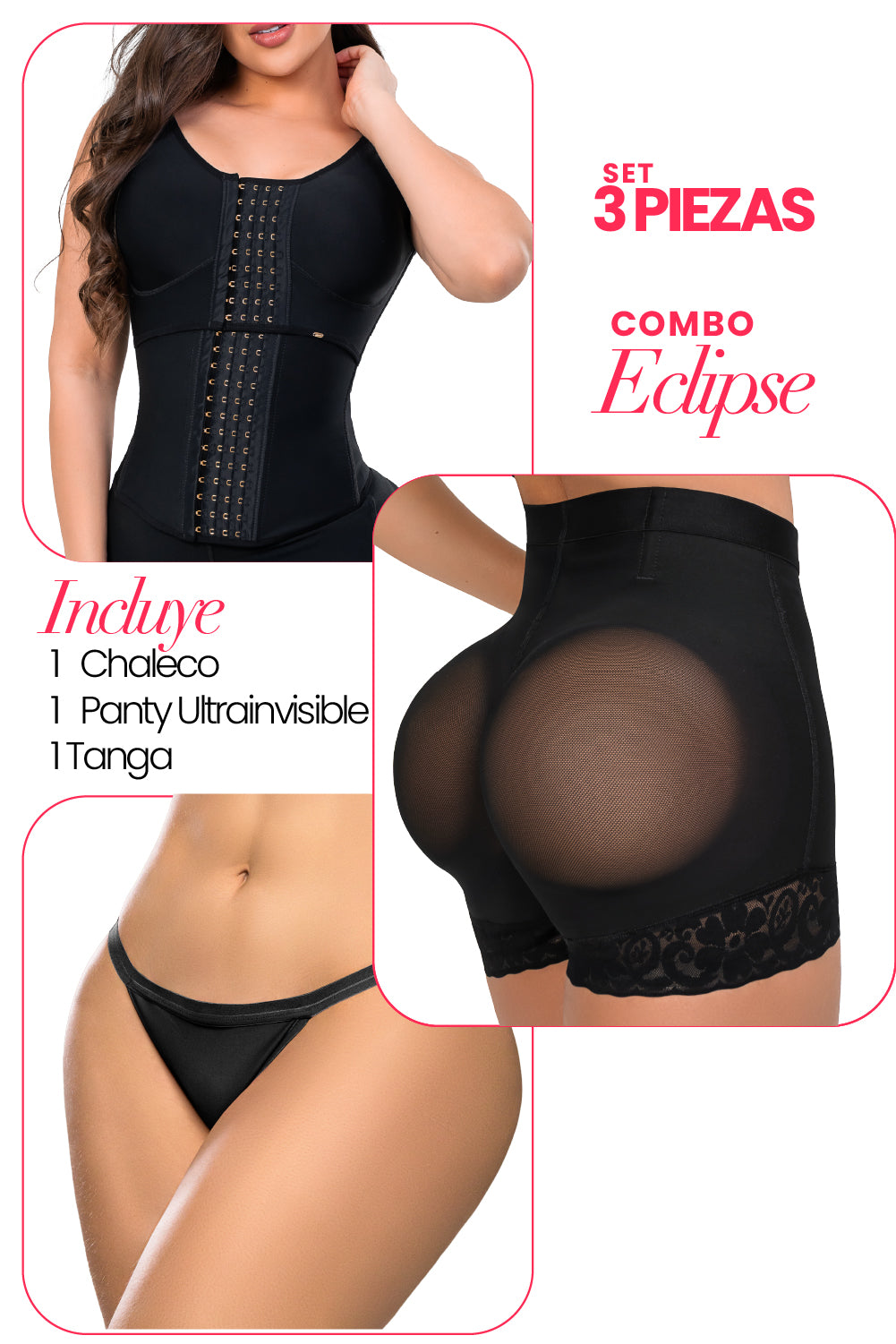 ECLIPSE - COMBO  CHALECO SMI2028  + 1 PANTY ULTRAINVISIBLE + TANGA