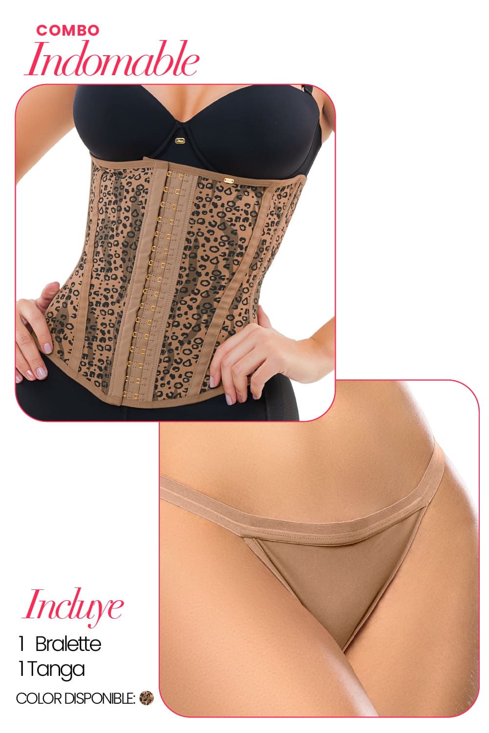 Adquirir panty animal print y tanga cómoda set íntimo moderno.