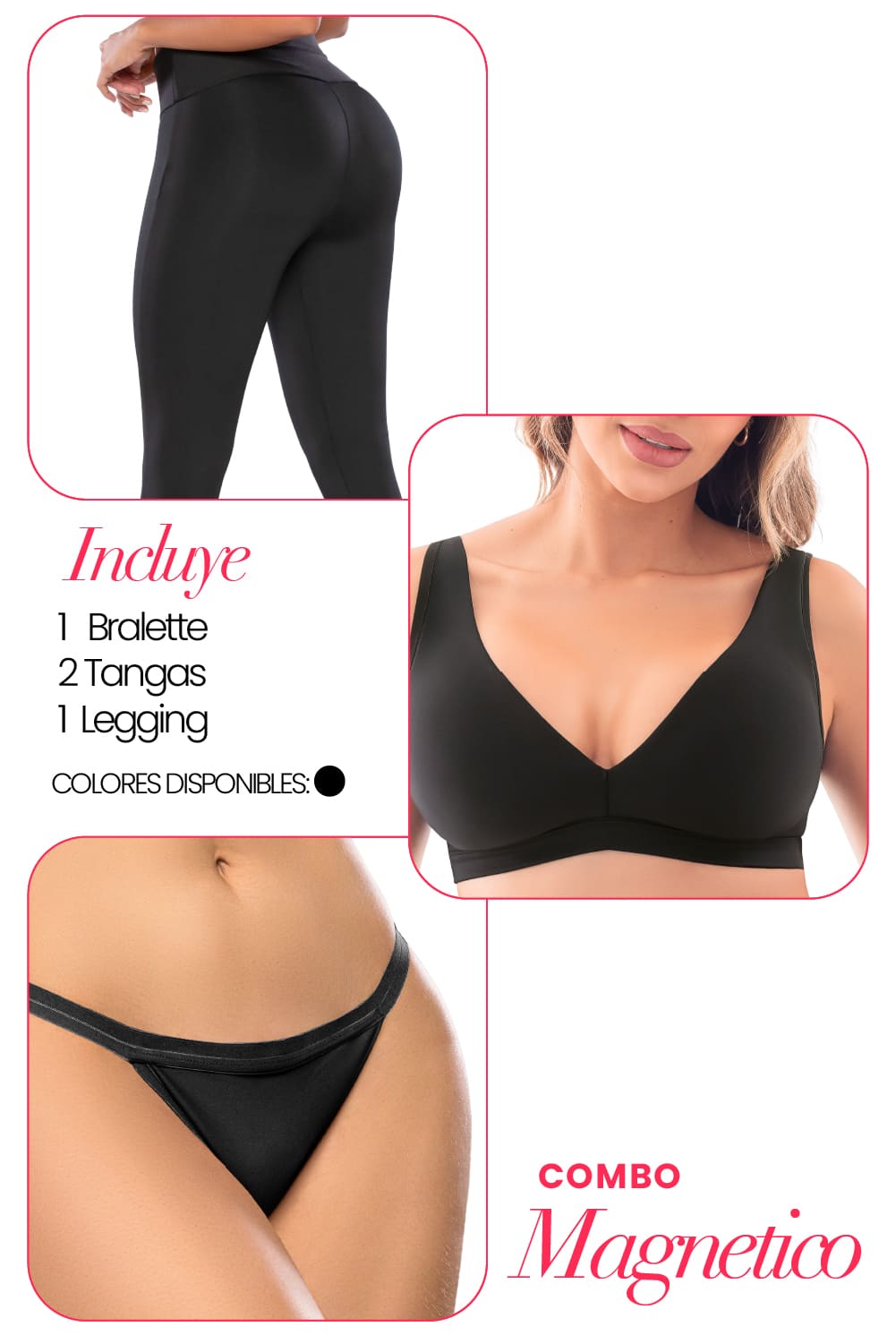 Combo Magnético panty + bralette de uso diario femenino en USA
Pantys que ofrecen comodidad y bralette ligero con estilo delicado
