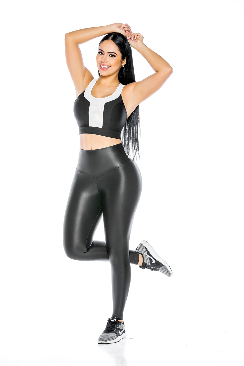 legging Tipo Cuero Color Black