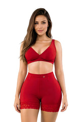 Set shapewear invisible rojo: bralette seamless, dos tangas ultrainvisibles y panty de control suave. Combo de 3 piezas Stagmi
