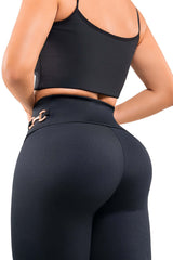 Legging Moldeador Efecto Cuero SMI1394 con Faja Interna y Detalle en Bota