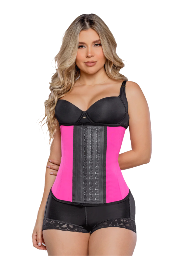 - Cinturilla térmica SMI2002 fucsia en látex con broches
- Vista frontal con compresión en abdomen alto, medio y bajo
- Diseño deportivo con efecto reductor y soporte lumbar
