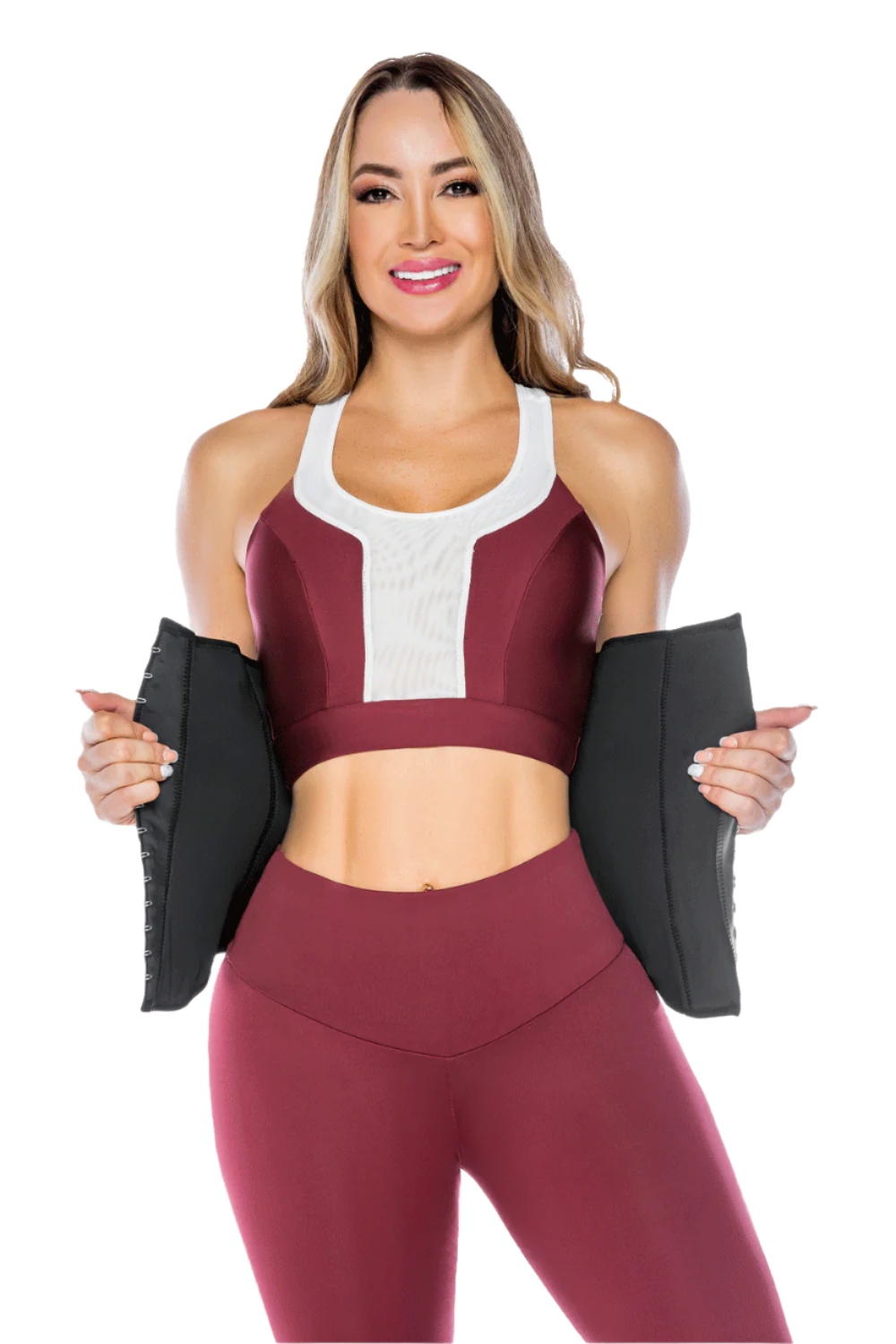 Cinturilla waist trainer con tres hileras de broches ayuda con tu postura color negro