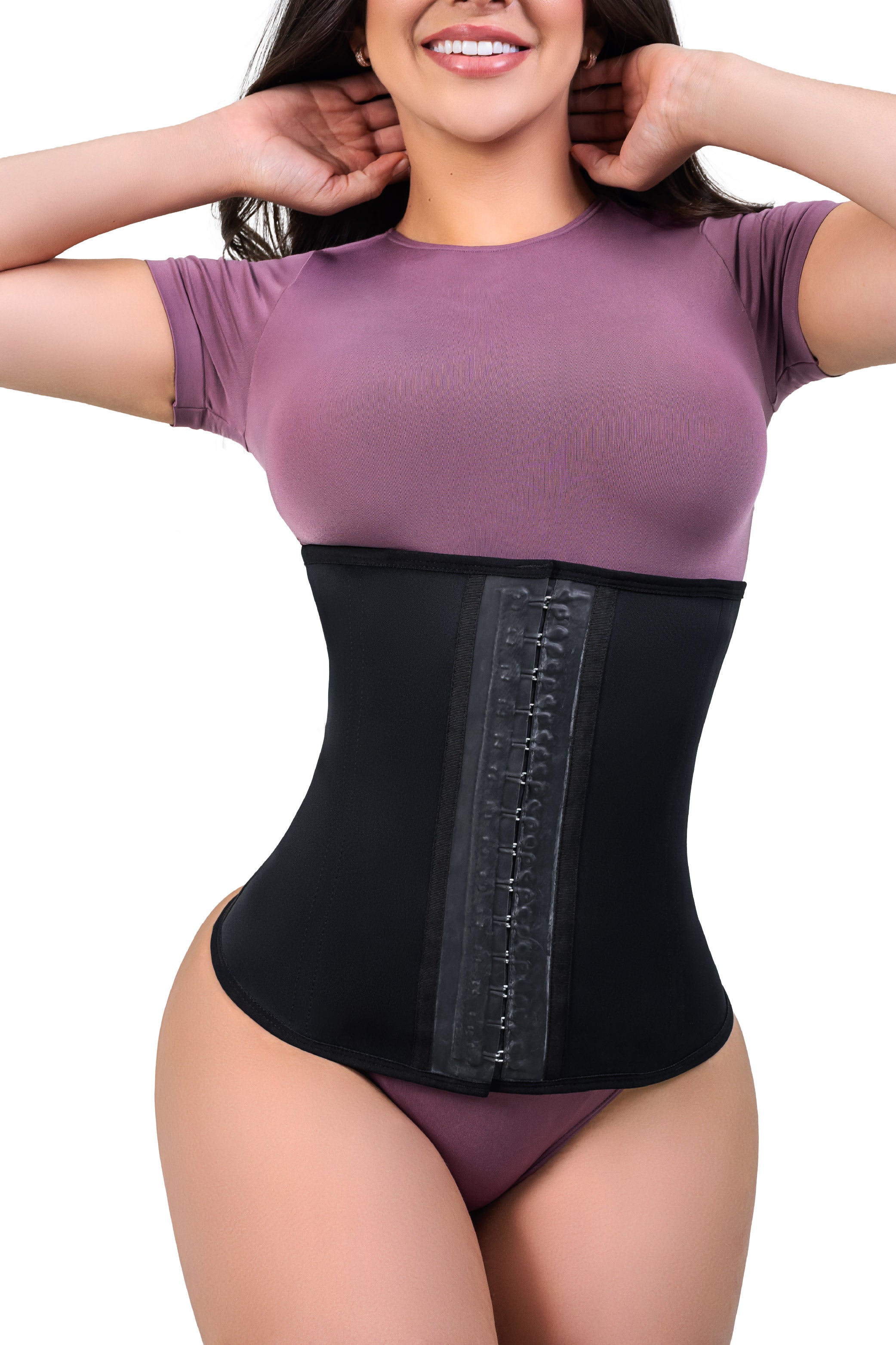 Cinturilla reductora de látex negra para moldear abdomen y cintura
