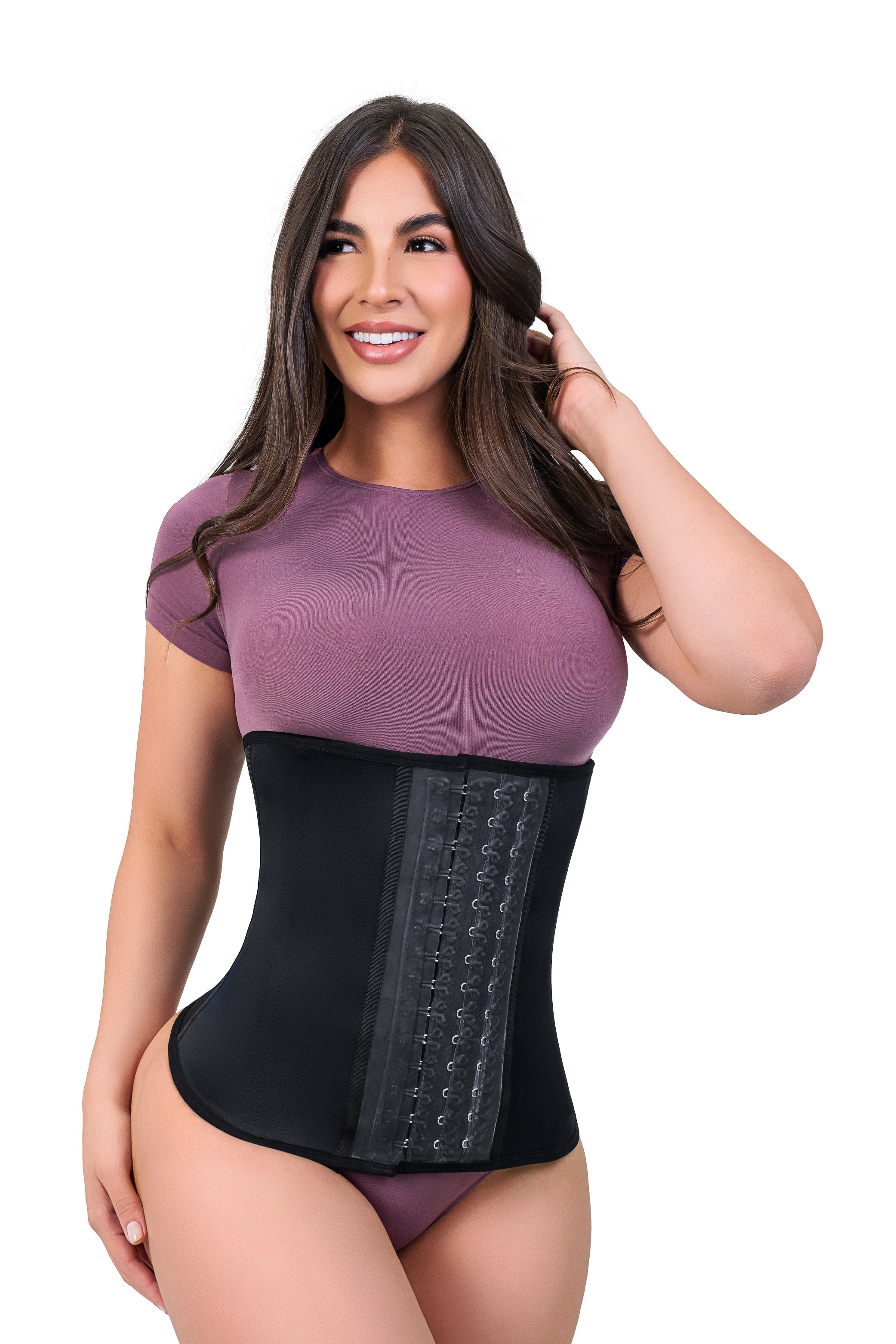 Cinturilla reductora de látex negra para moldear abdomen y cintura
