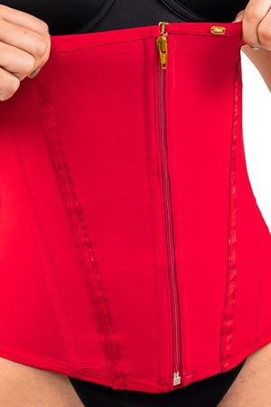 Cinturilla roja doble compresión, faja para mujer moldeadora, cinturilla con varillas, cinturilla edición especial, cinturilla roja realce cintura.