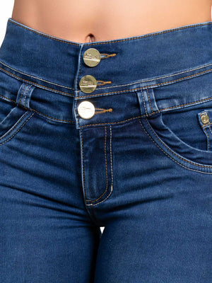 Jean Levanta Cola SMI3545 Azul Oscuro Efecto Seda Skinny