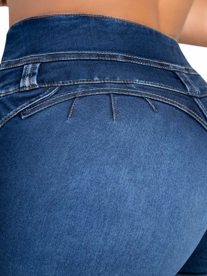 Jean Levanta Cola SMI3545 Azul Oscuro Efecto Seda Skinny