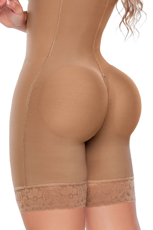 - Faja SMI7131 LA DIOSA media pierna con triple efecto lifting
- Vista lateral con compresión abdominal y estructura progresiva
- Detalle de diseño sin costuras y panty invisible incluido
