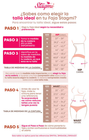 Escoge tu talla ideal en una faja colombiana 