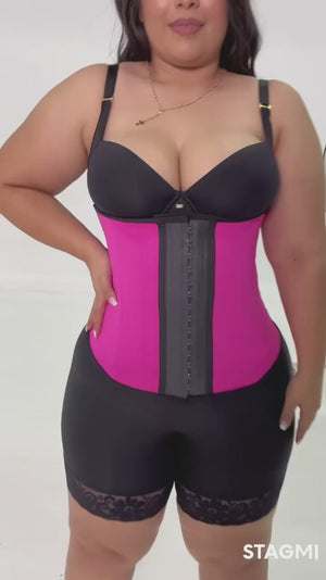 - Cinturilla térmica SMI2002 fucsia en látex con broches
- Vista frontal con compresión en abdomen alto, medio y bajo
- Diseño deportivo con efecto reductor y soporte lumbar
